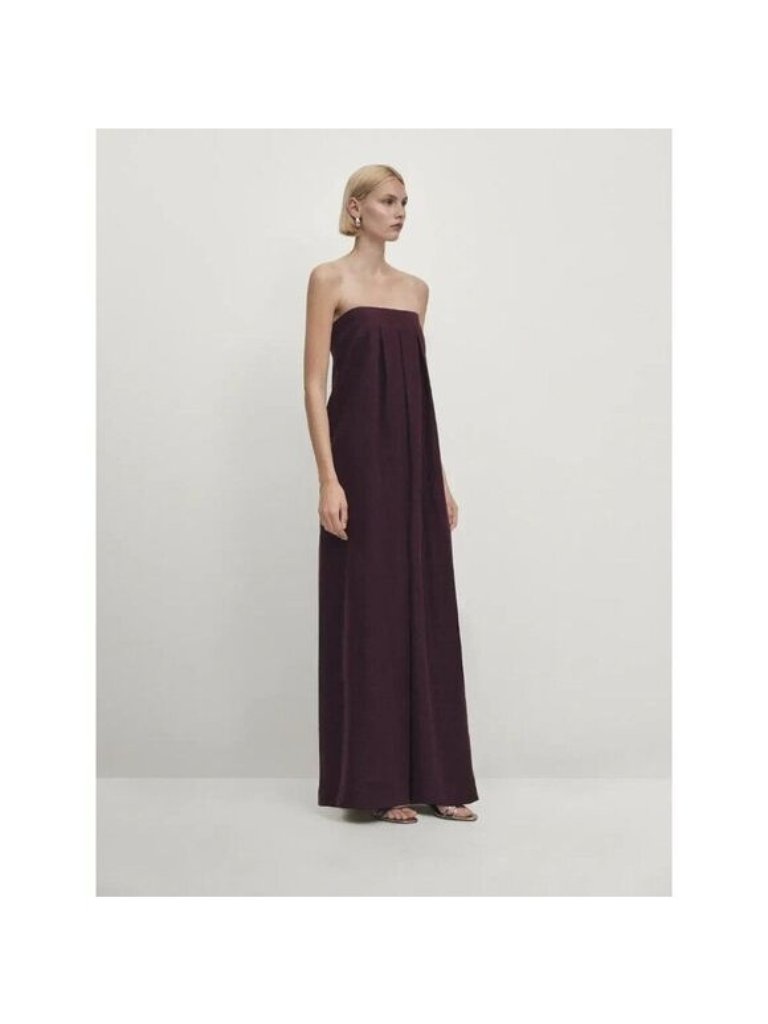 Massimo Dutti Studio Women Jumpsuit Xs Linen Purple Wide Leg Relaxed 9275/952 Nw
